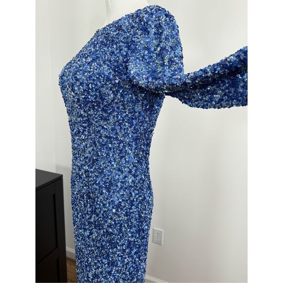 THEIA Three-Quarter Sleeve Sequin Sheath Gown US Size 6 $1400 - Picture 13 of 15